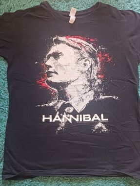 Hannibal Black Fitted Cotton T-Shirt | Size Ladies L